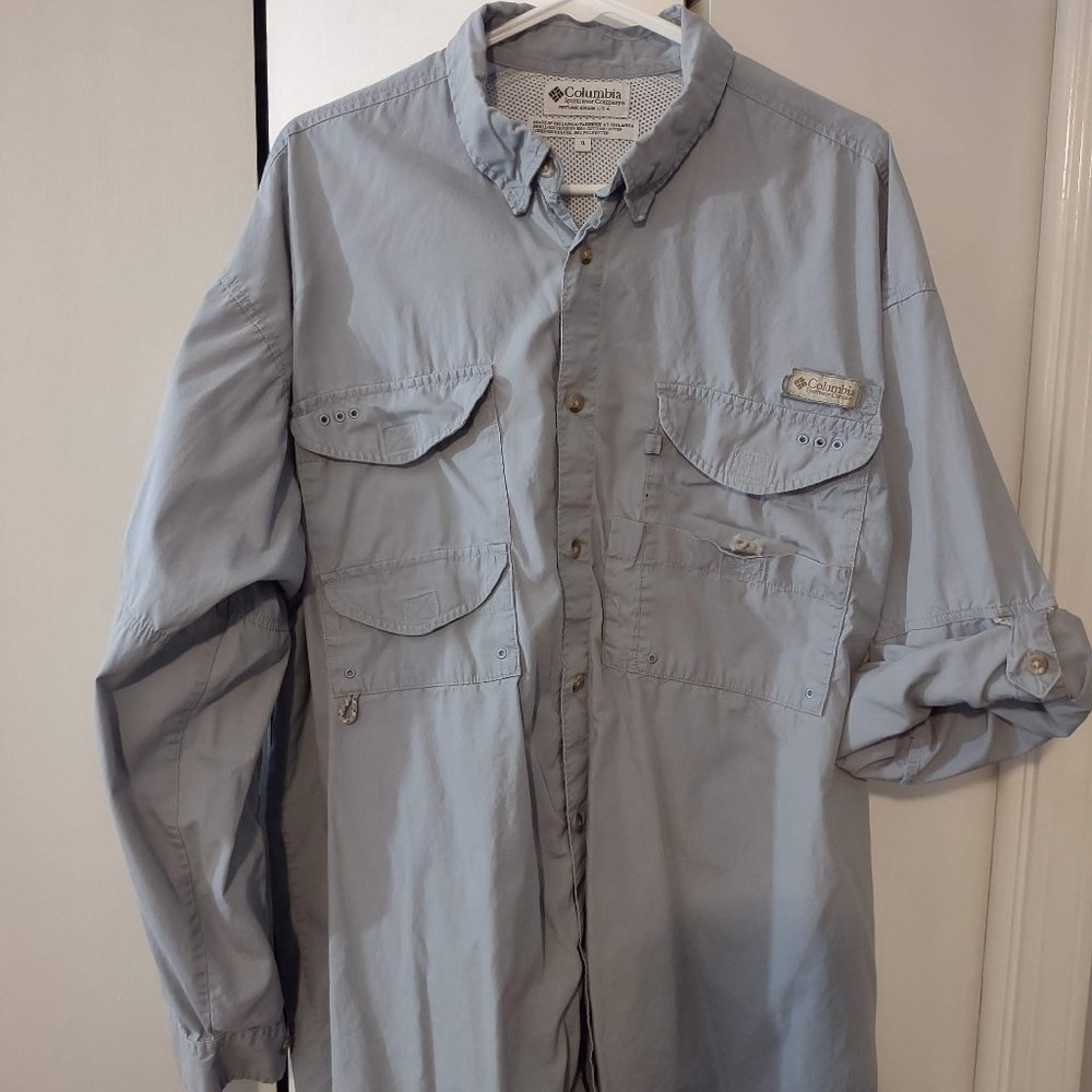 Columbia PFG LS Men's Fishing Shirt, XL Gray